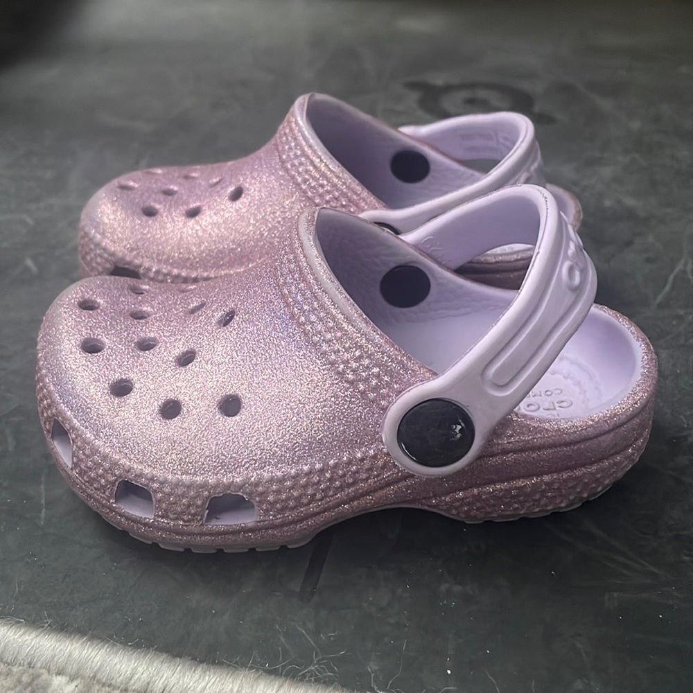 Toddler Crocs - purple glitter color